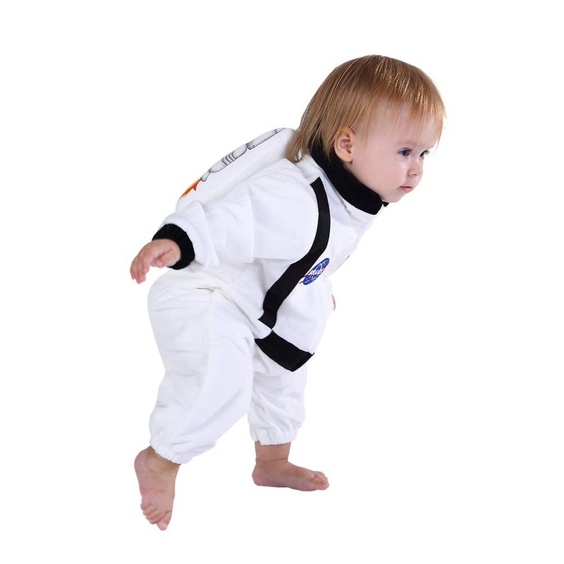 HSCTEK Newborn Astronaut Costume, Baby Space Cosplay Infant Boys Girls, Toddler Halloween Suit Costume Kids White 3-6 Months - Image 3